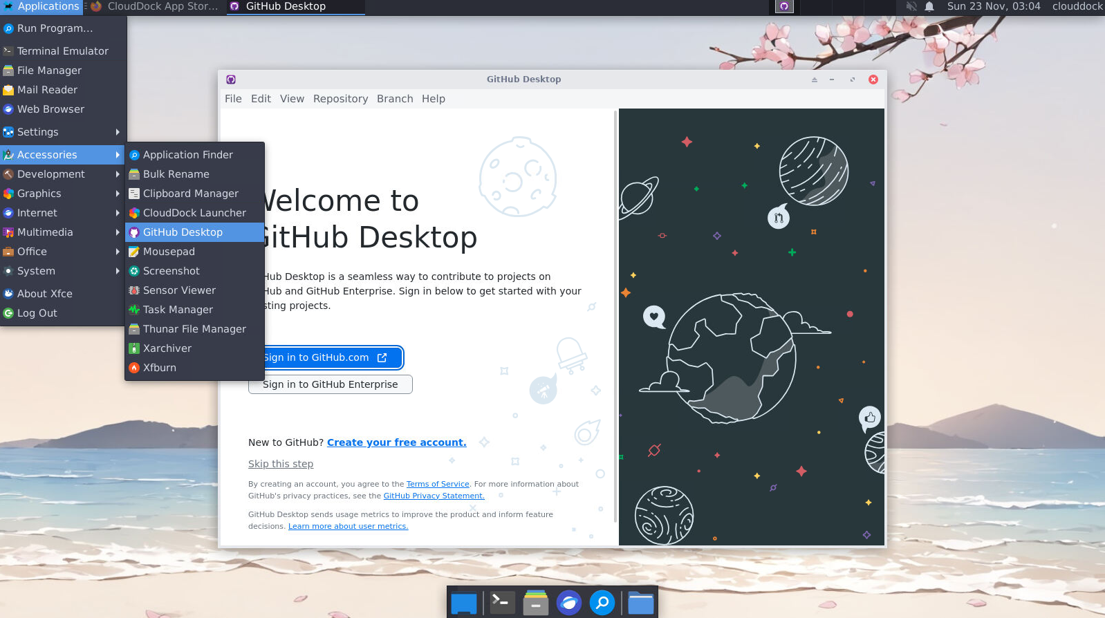 GitHub Desktop on CloudDock desktop