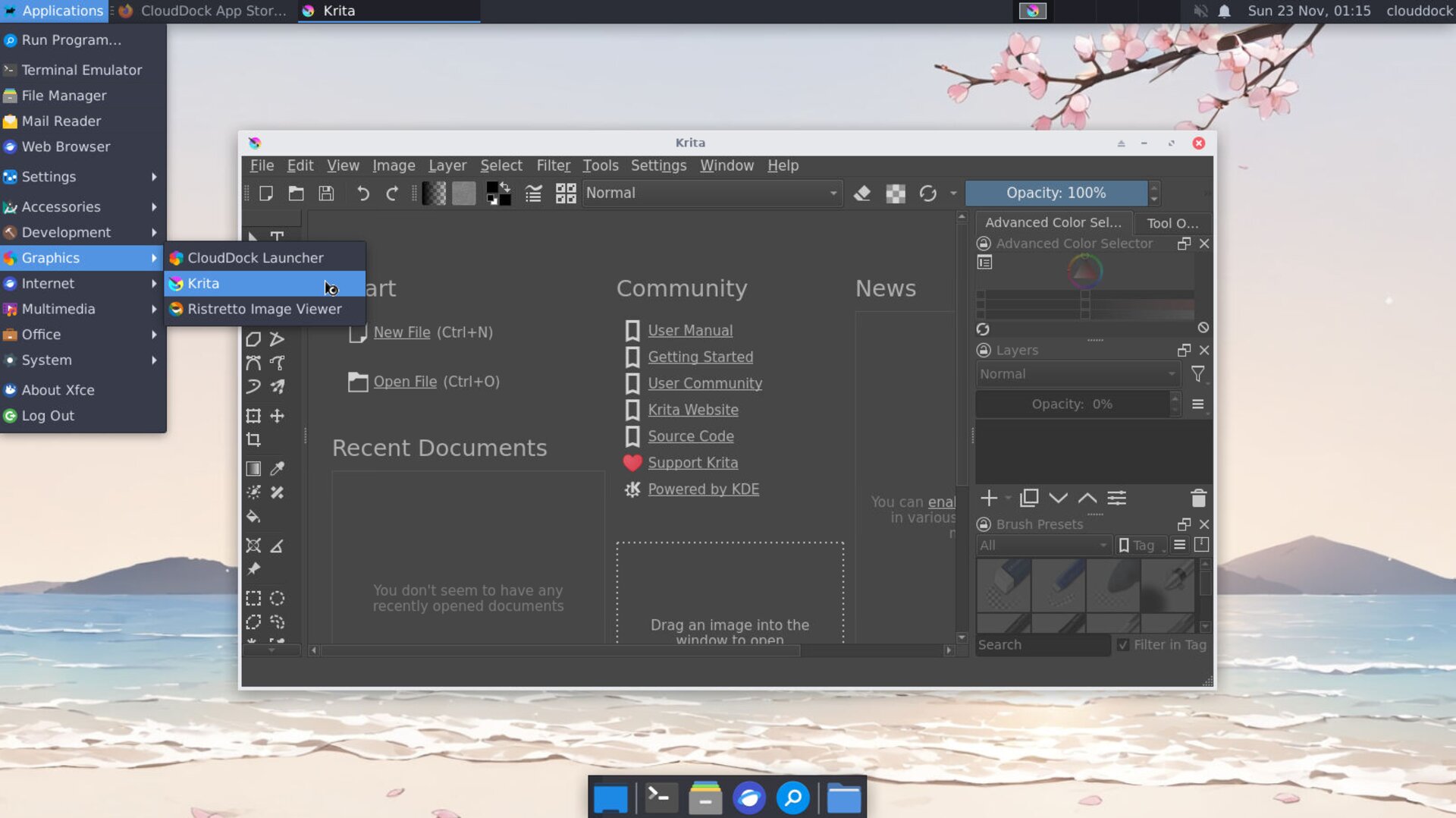 Krita on CloudDock desktop