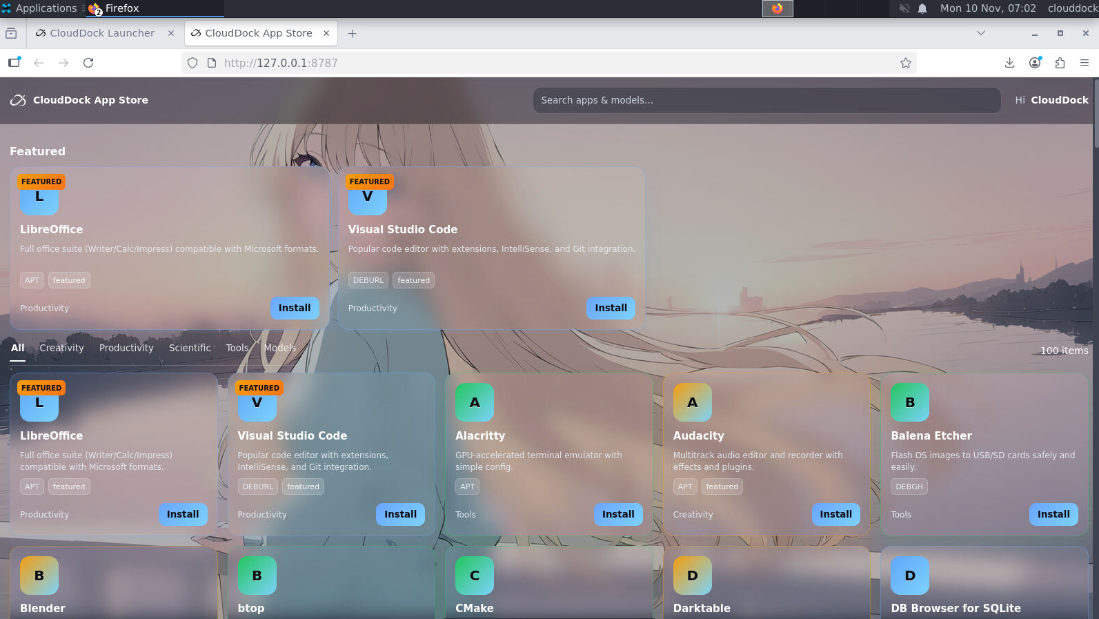 VS Code installed on CloudDock desktop