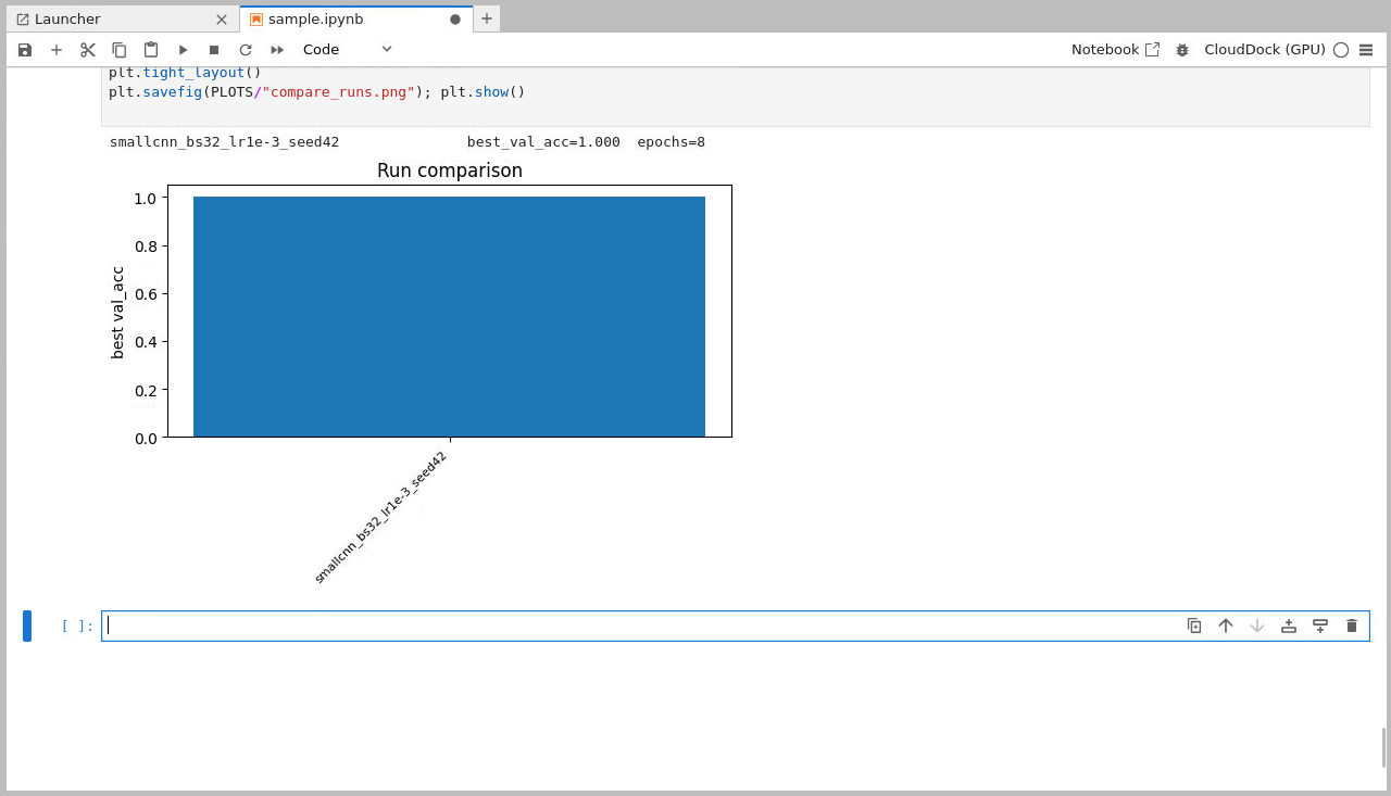 Experiment runs overview in Jupyter