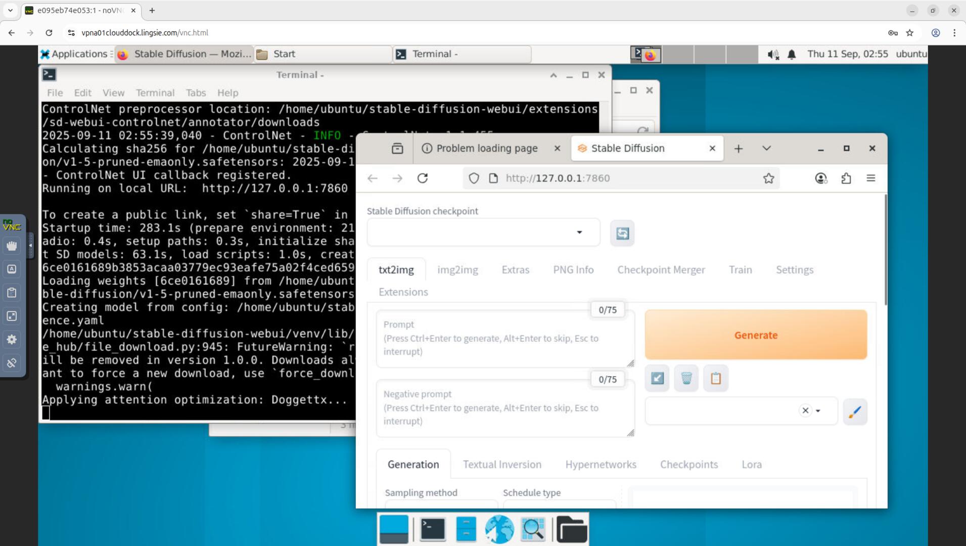 SD Web UI opened