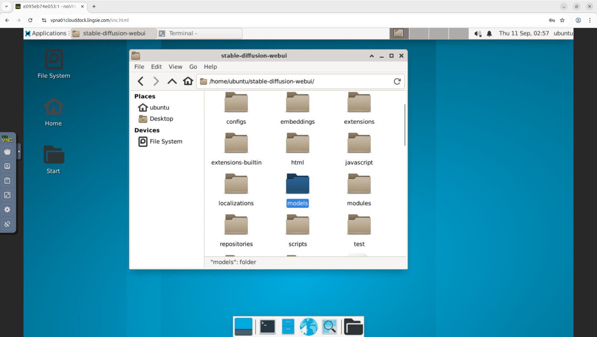 Open models/ folder