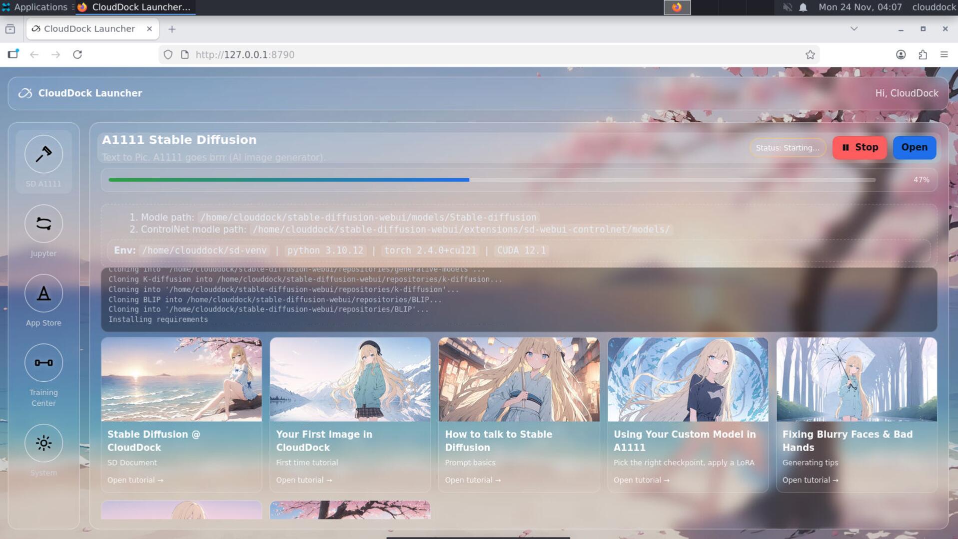 A1111 warmup progress bar during launch