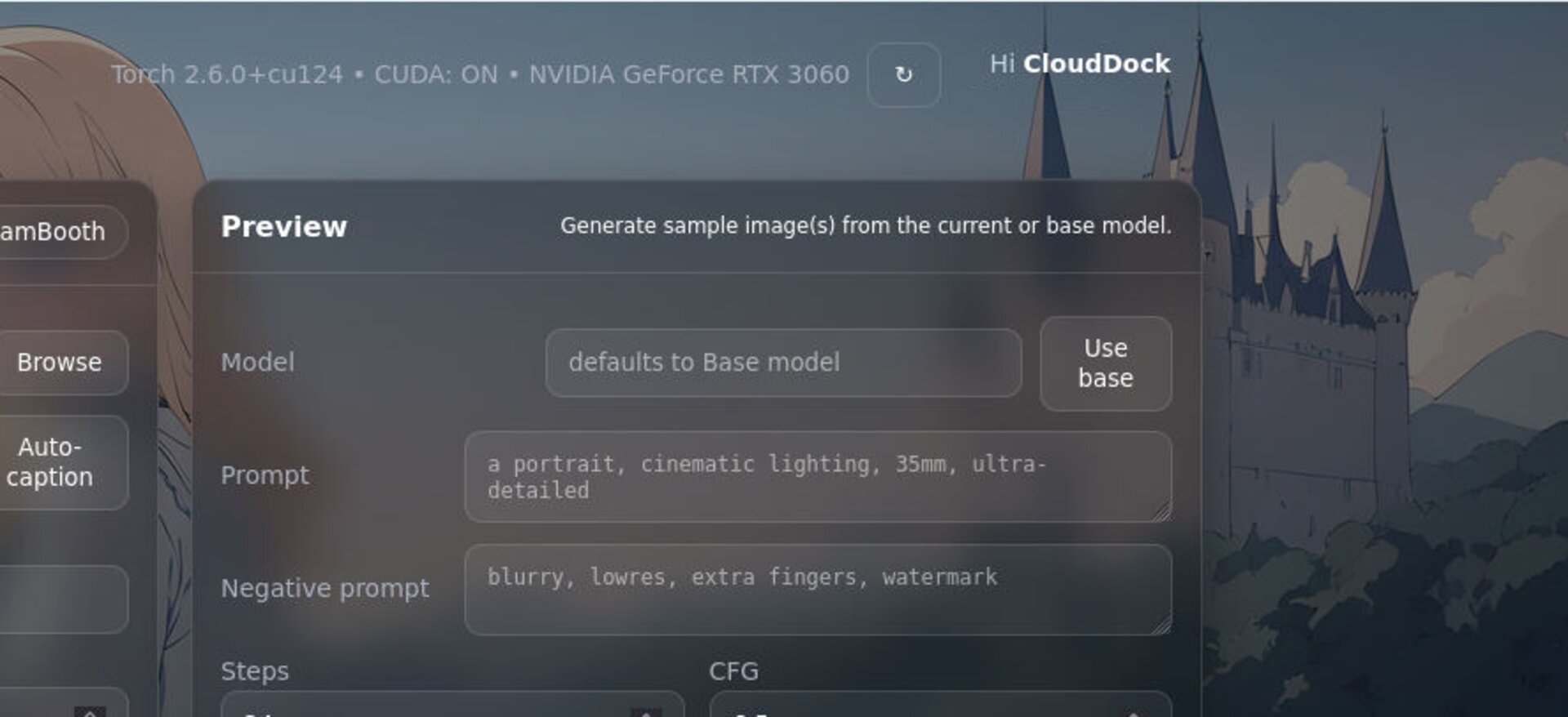 Hi username badge in app header