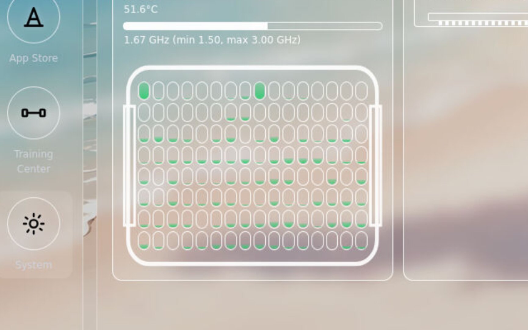 System panel on high-core CPU