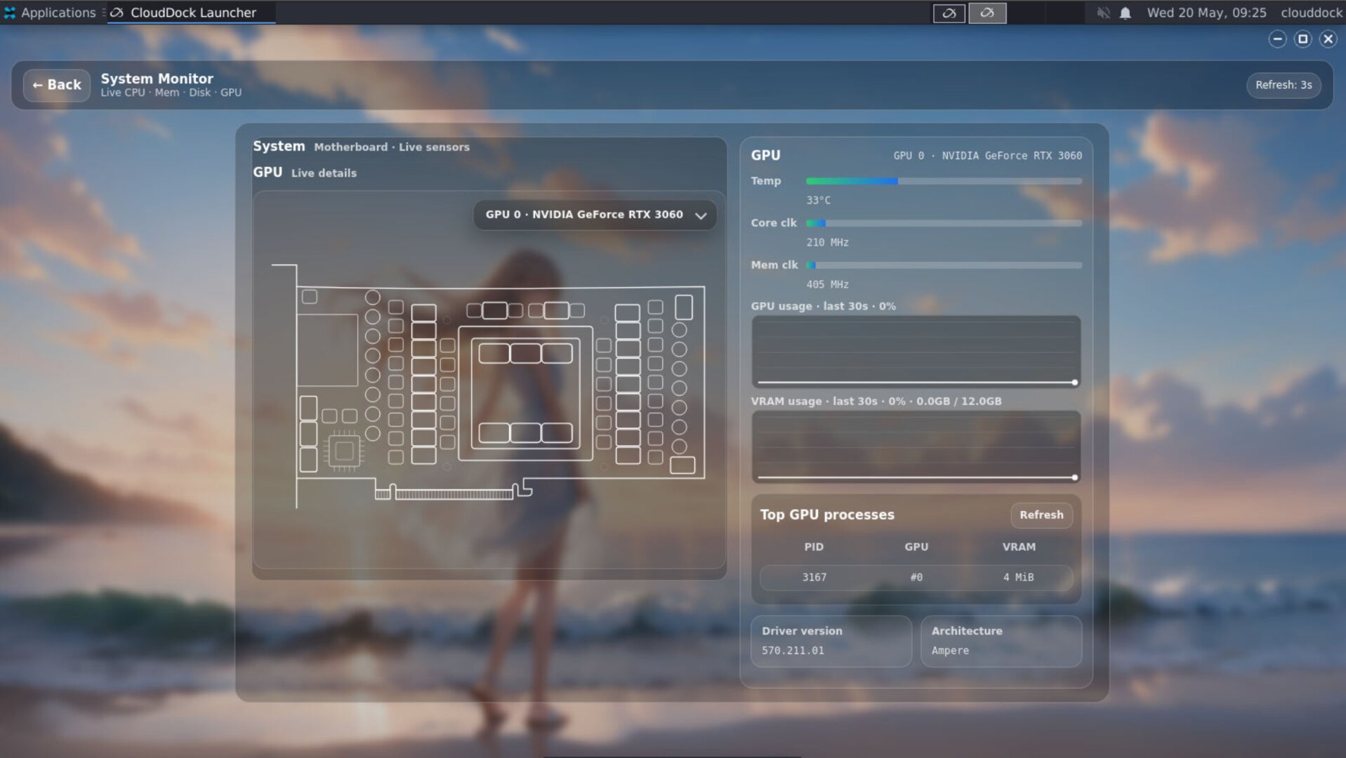 CloudDock GPU detail panel