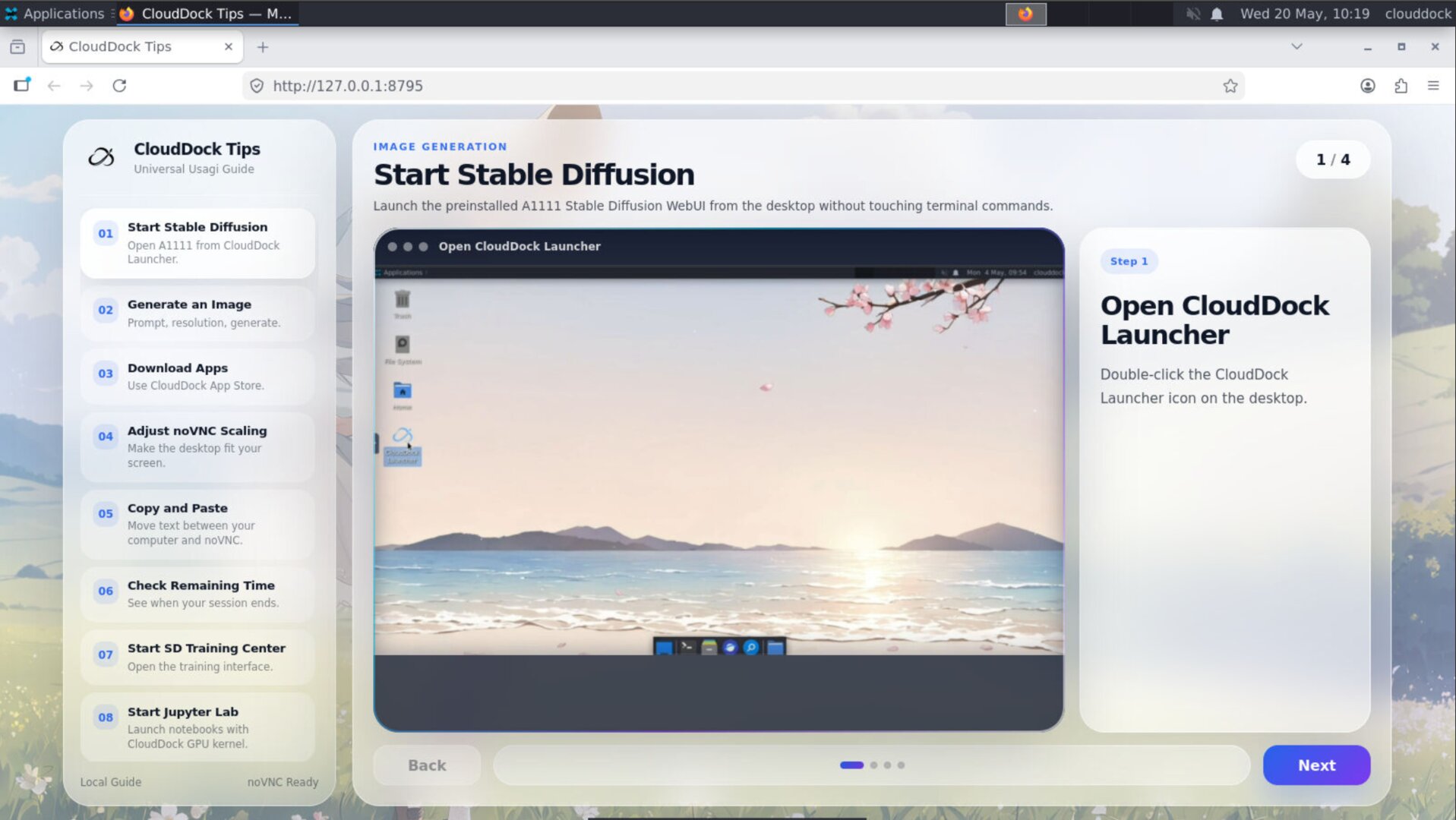 CloudDock Tips tutorial app