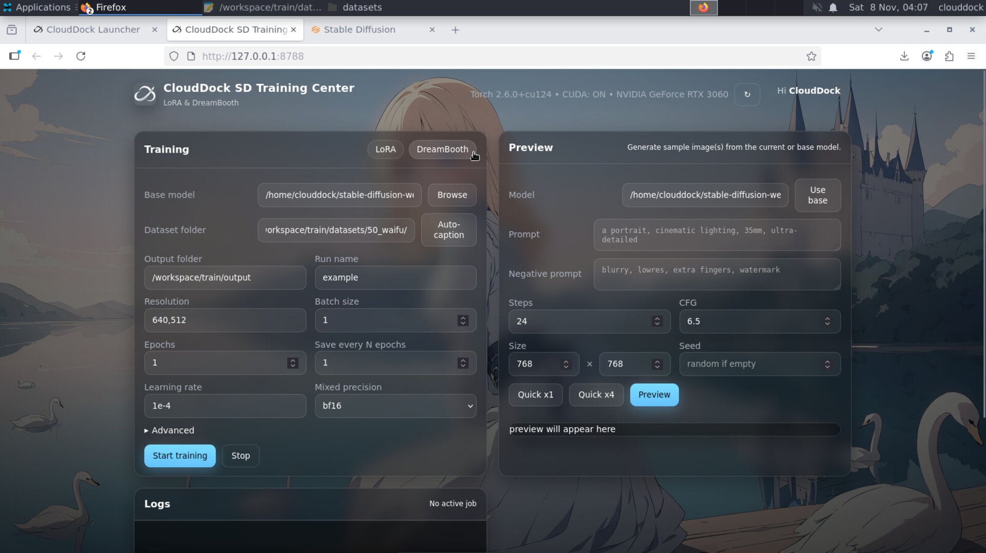 Pick DreamBooth Full-Body/Mascot preset and family