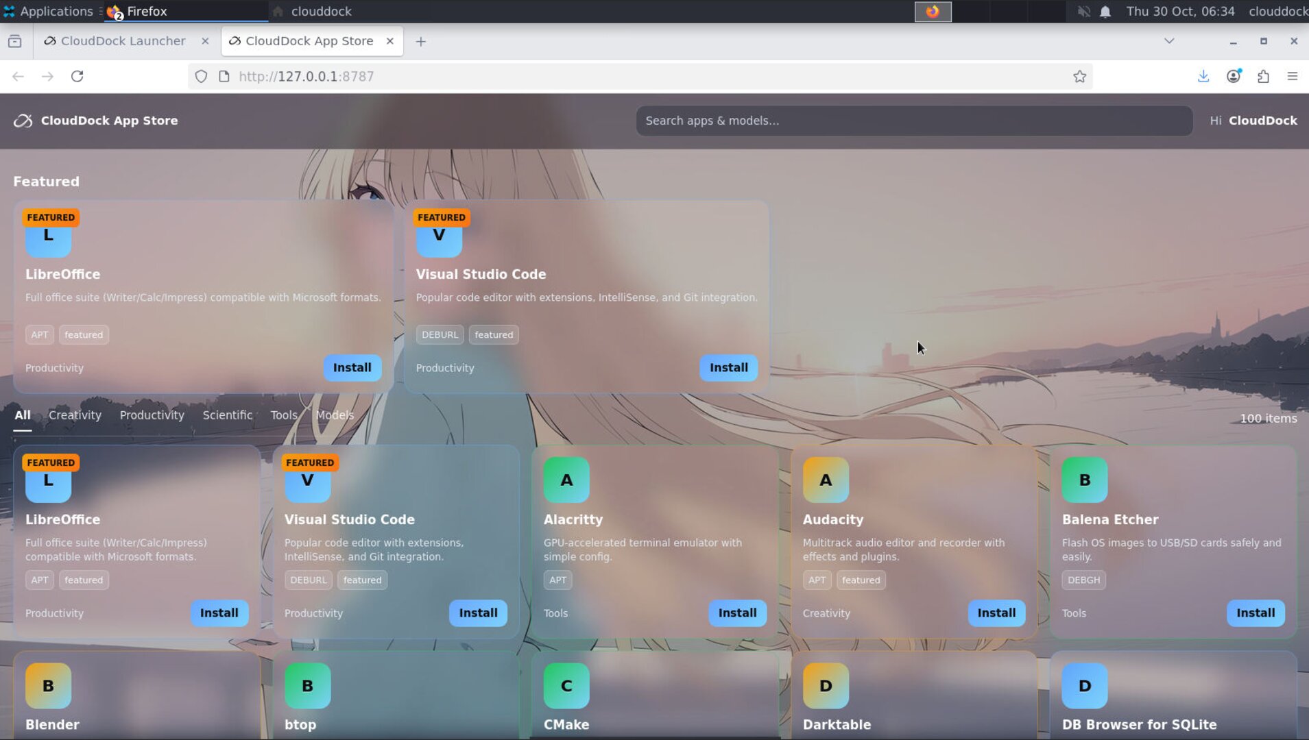 CloudDock App Store — SD library landing