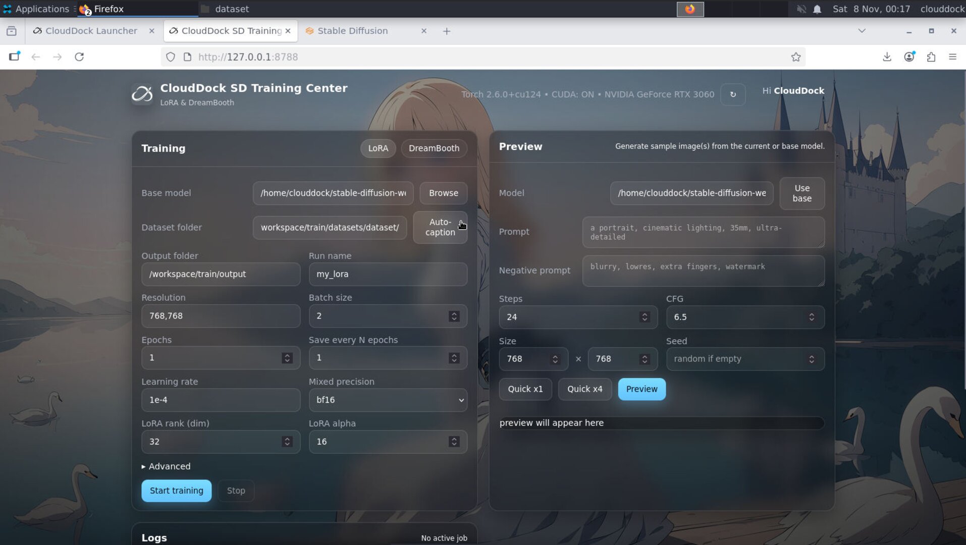 Auto caption panel with A1111 running required note