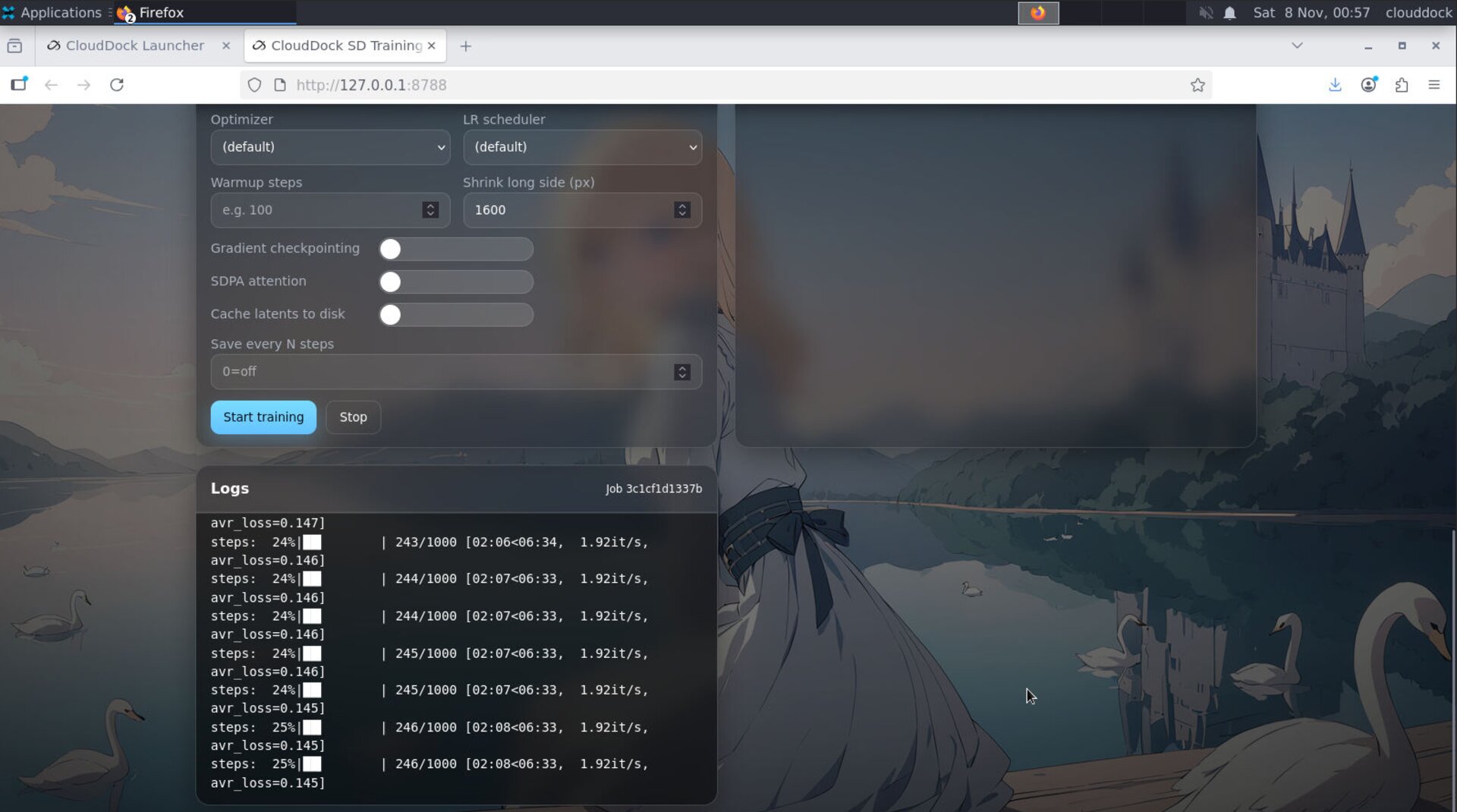 Training progress with ETA and logs streaming