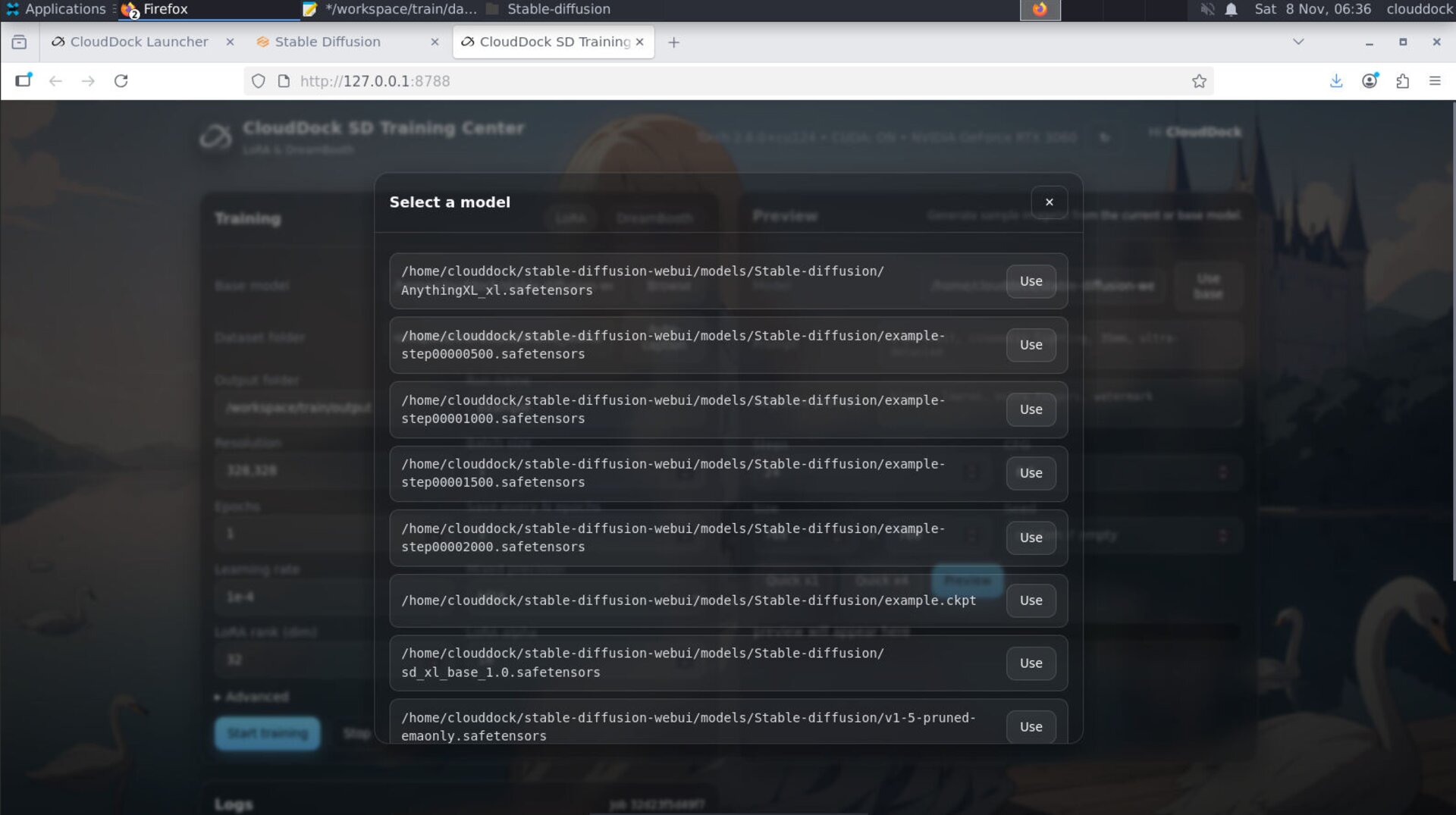 Resume training dialog