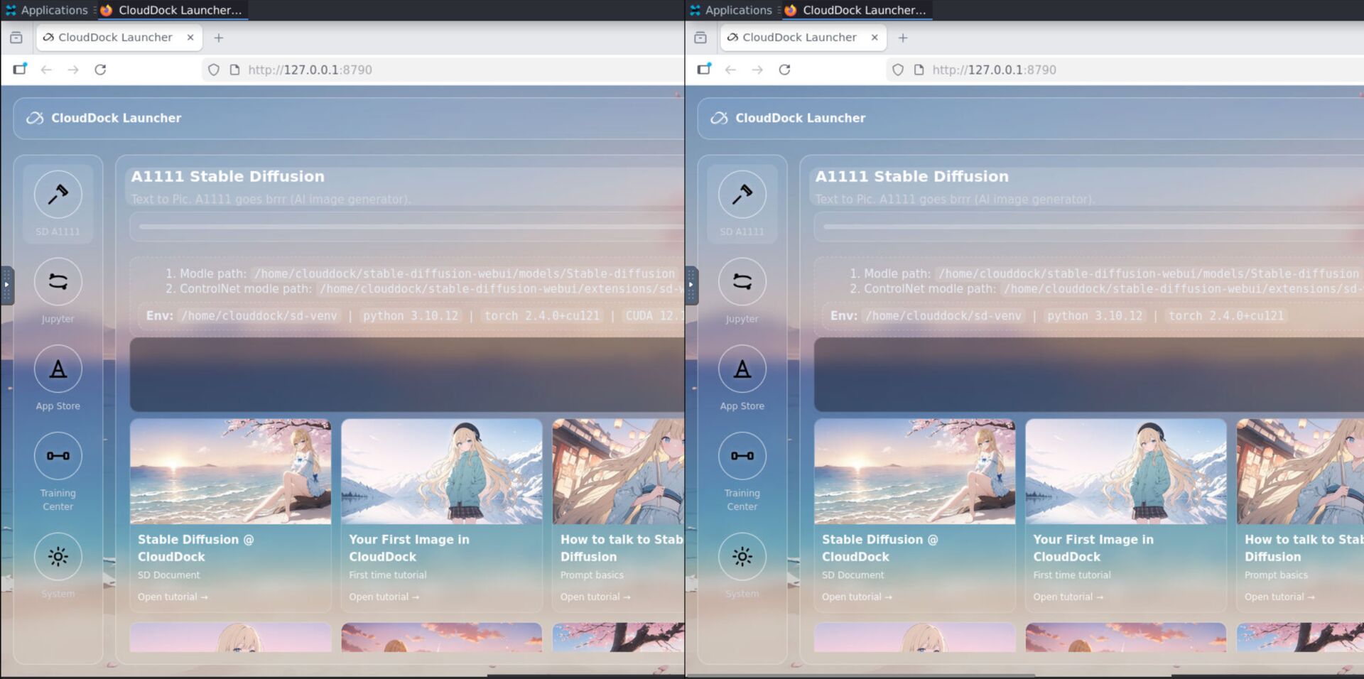 Usagi and Momonga showing the same UI across A/B/C/D groups