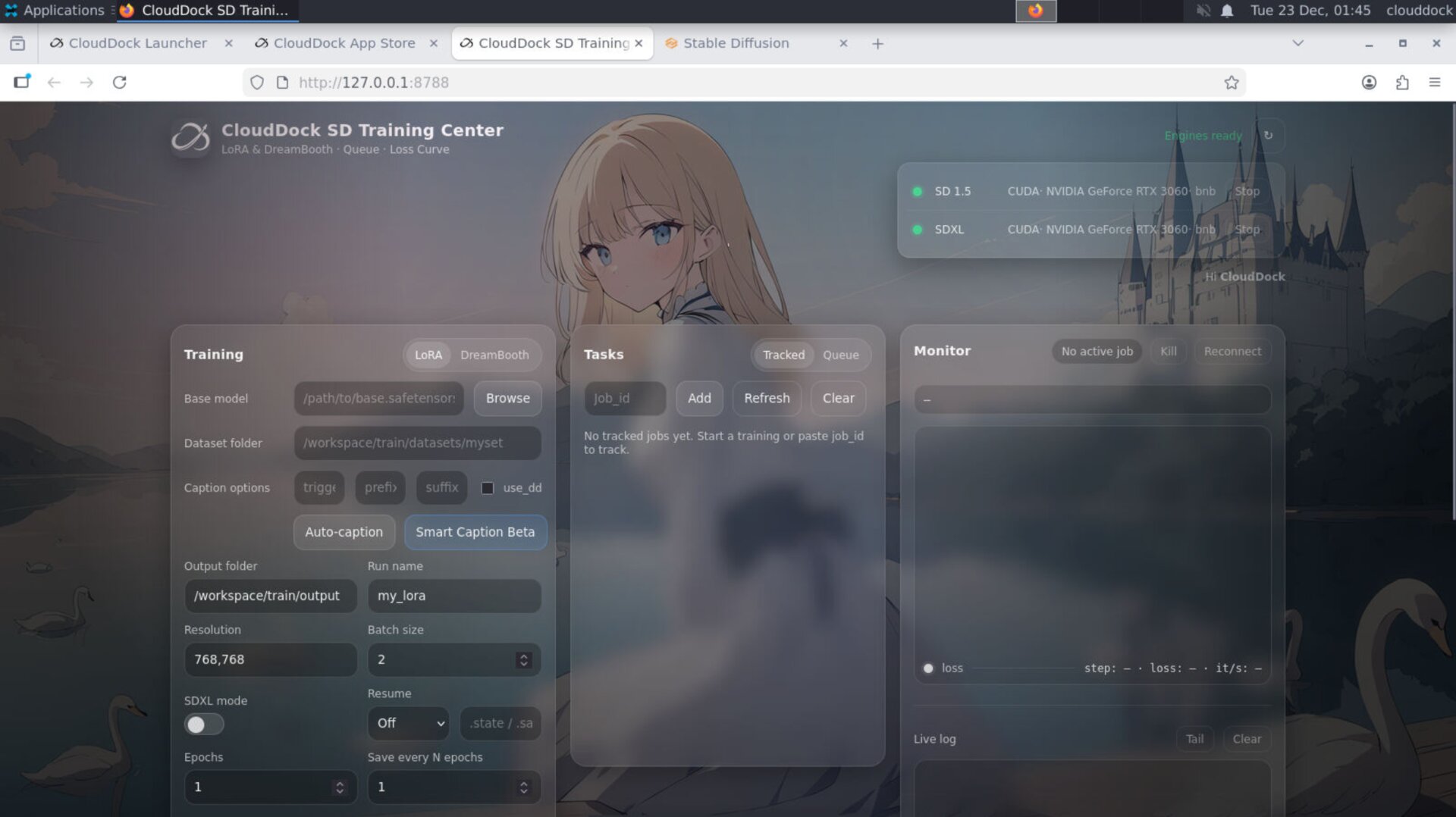 CloudDock SD Training Center interface