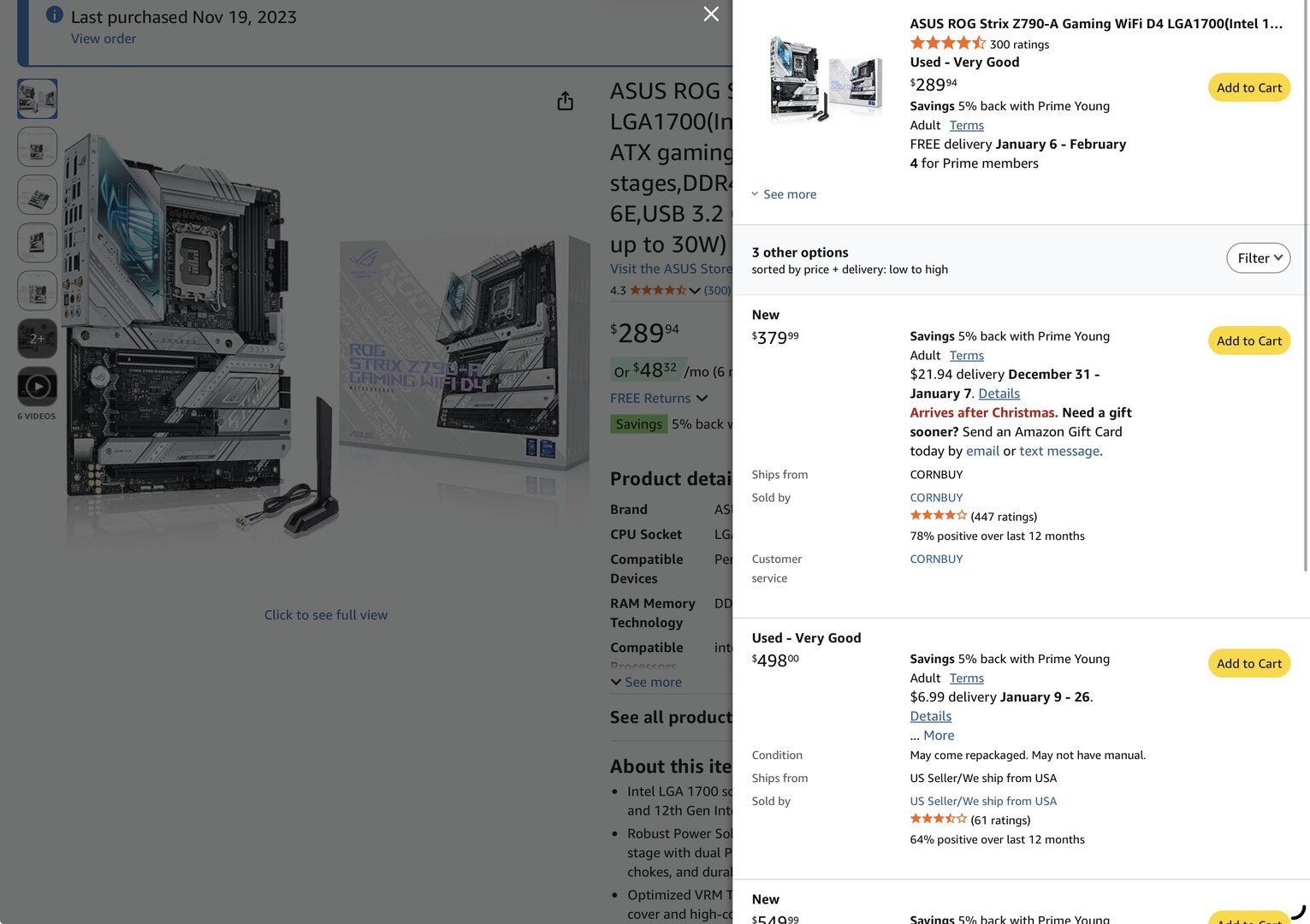 Listing price example